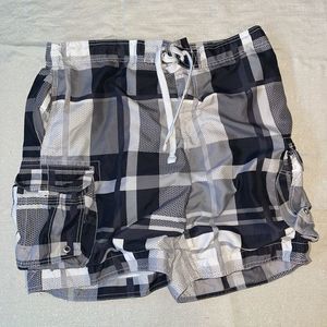 PLAID SWIM TRUNKS
